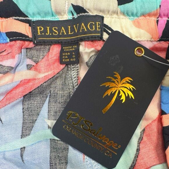 PJ Salvage Bright Tropical Print Staycation Lounge Shorts - Size Large - Picture 3 of 4